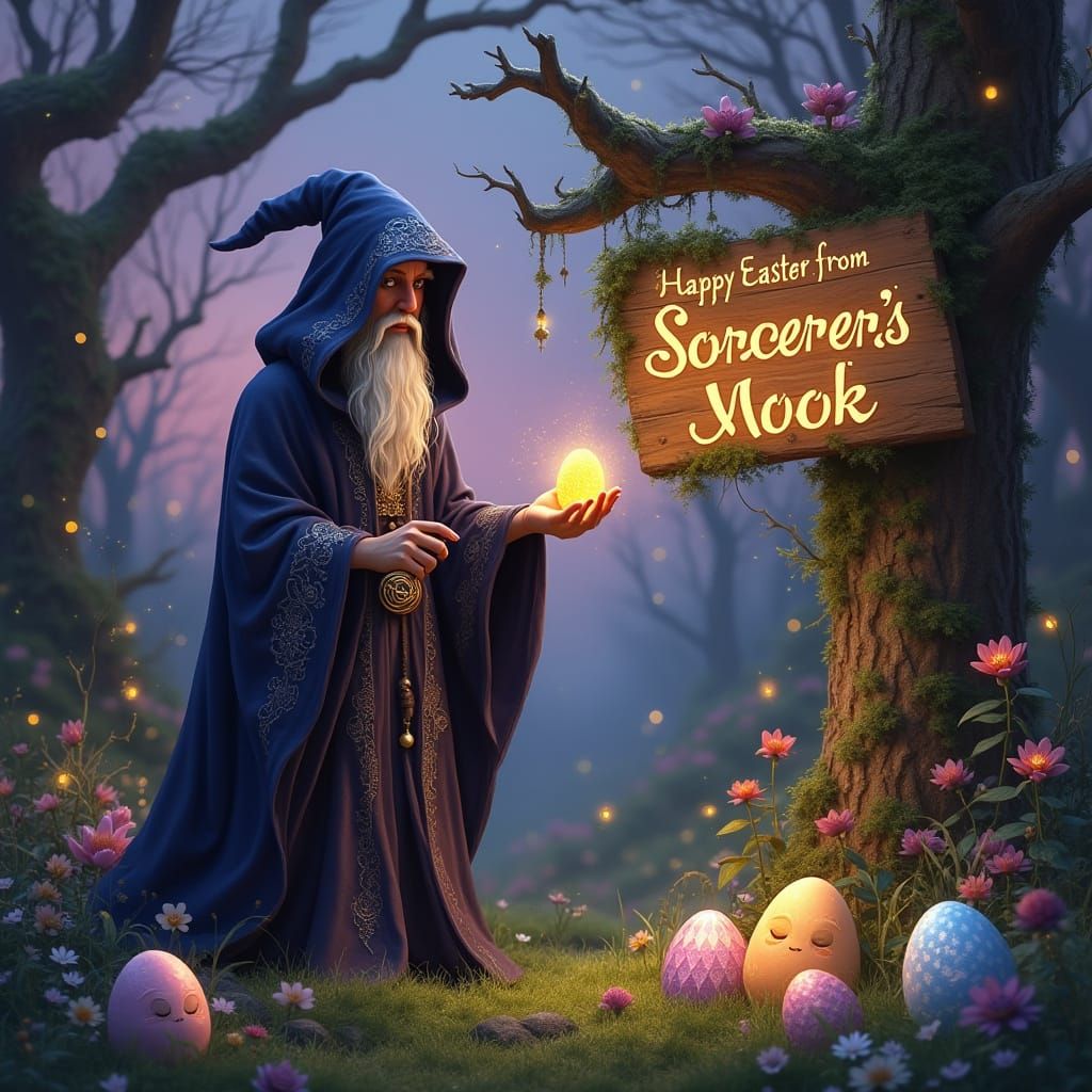 Whimsical Easter Forest in Mystical Style