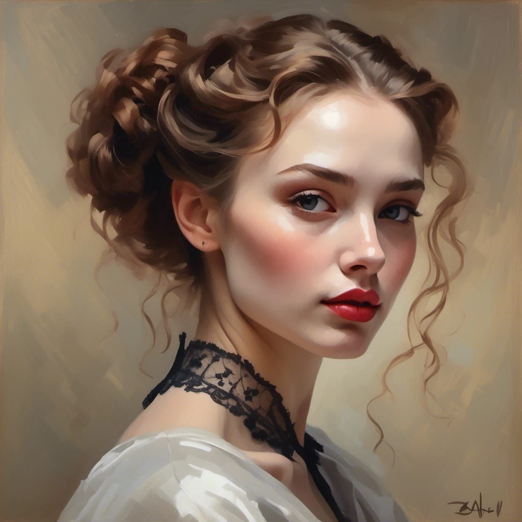 Exquisite Girl in Painting Workshop: Fantasy Art