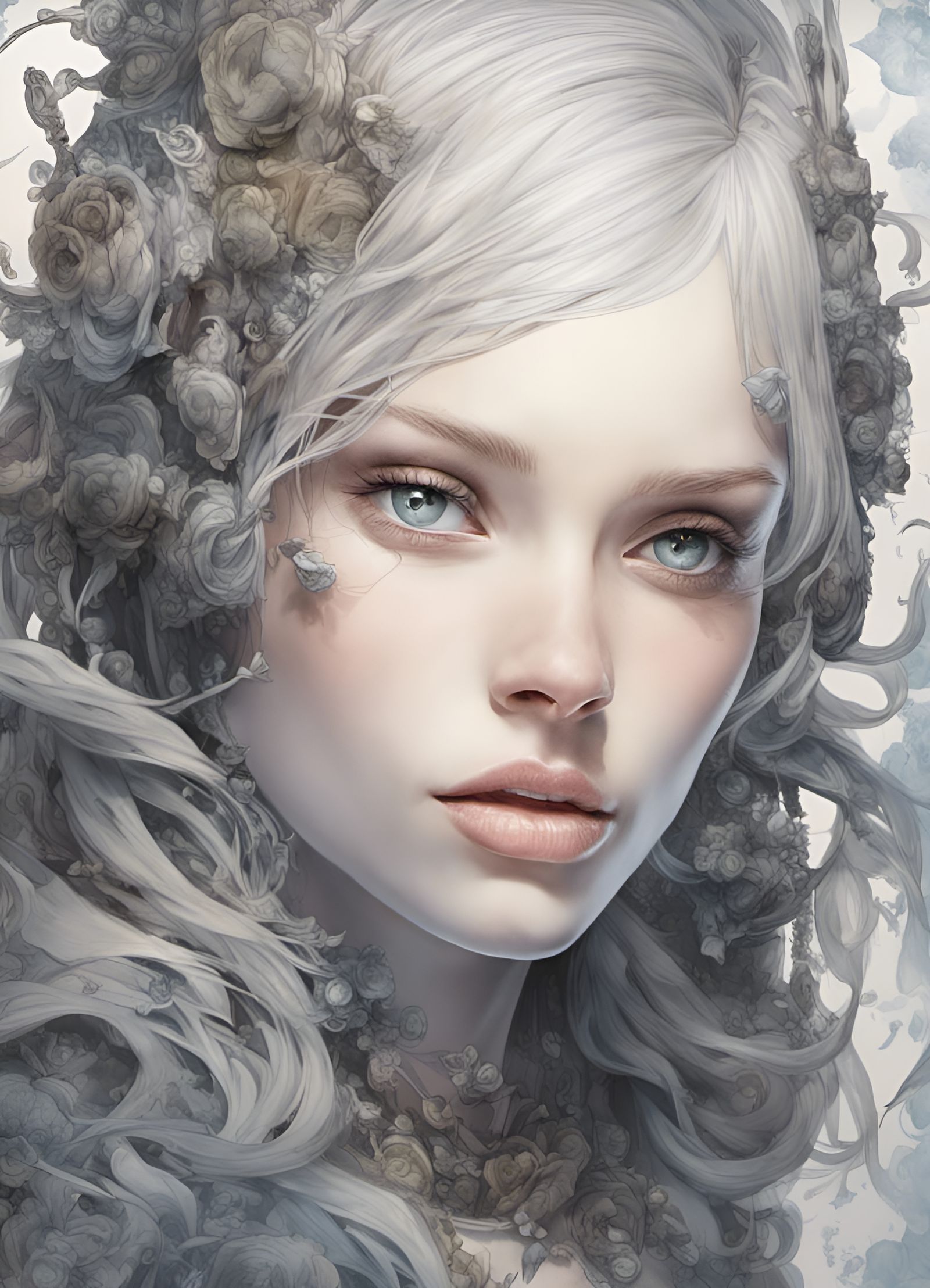 Iridescent Woman in Acrylic Ink and Aquarelle