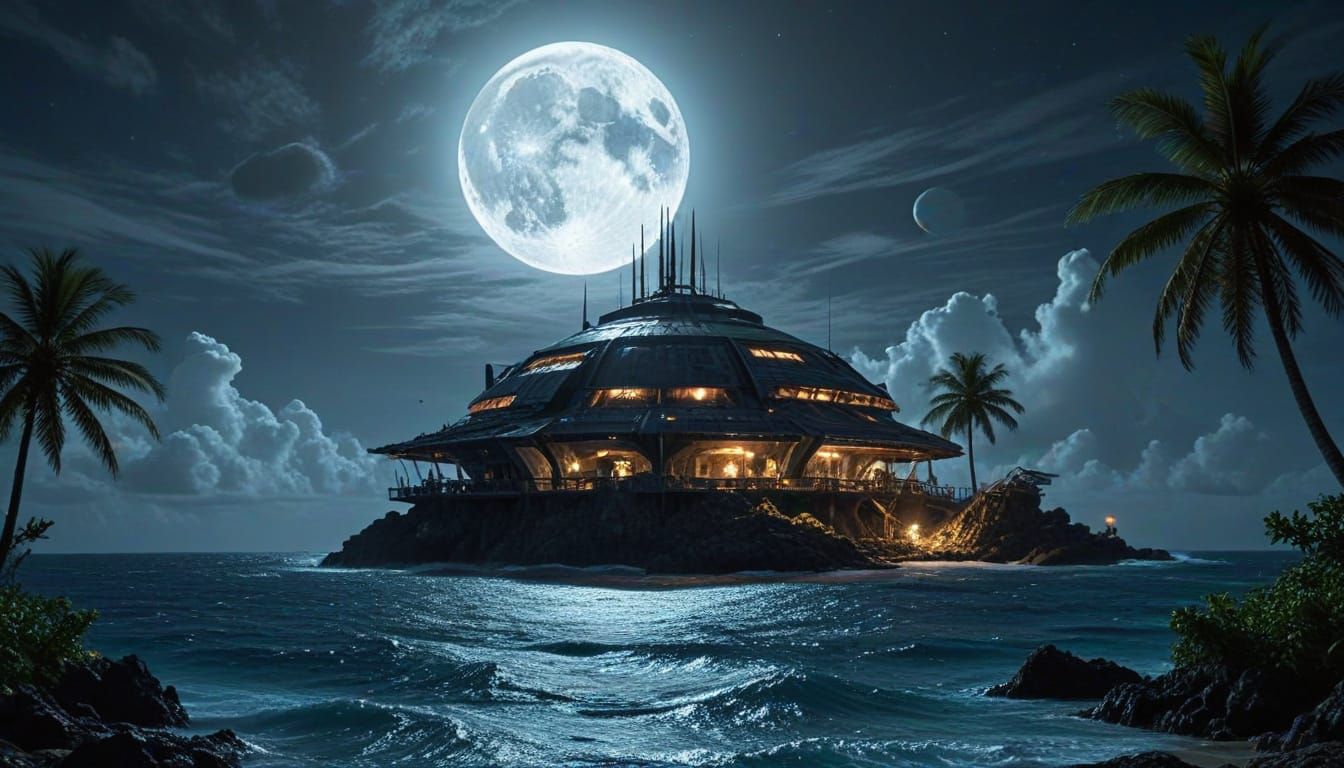 Lunar Alien Outpost in the Caribbean Jungle