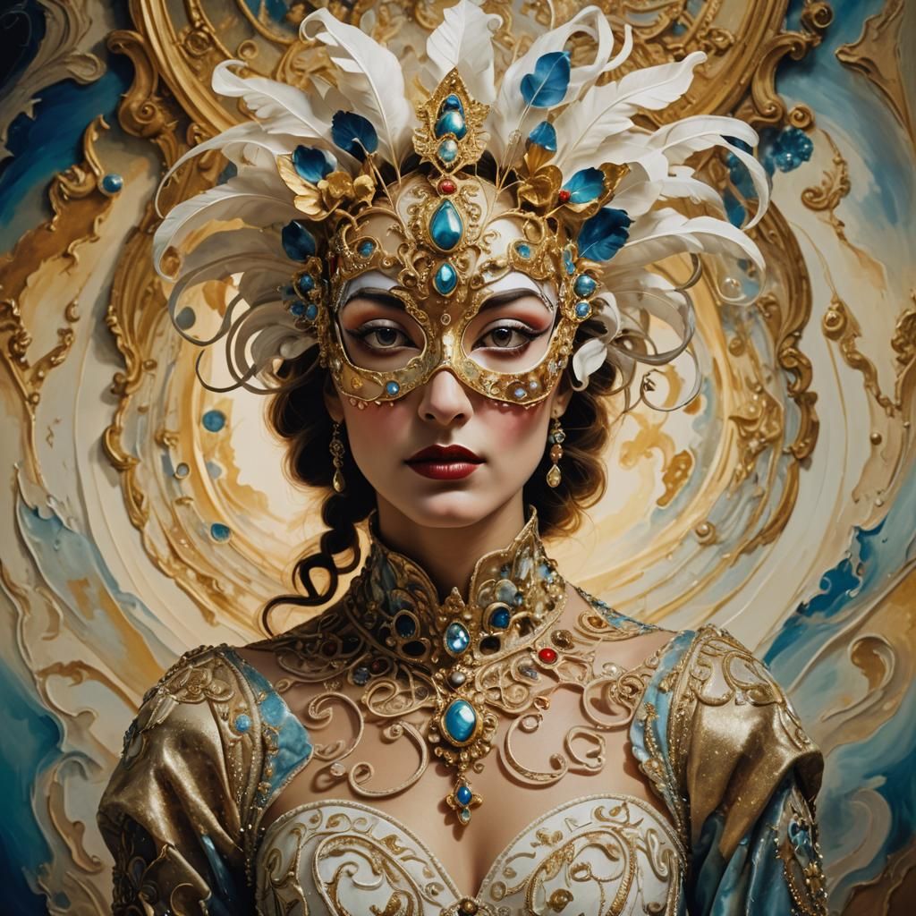 Masquerade Portrait in Surrealist Style
