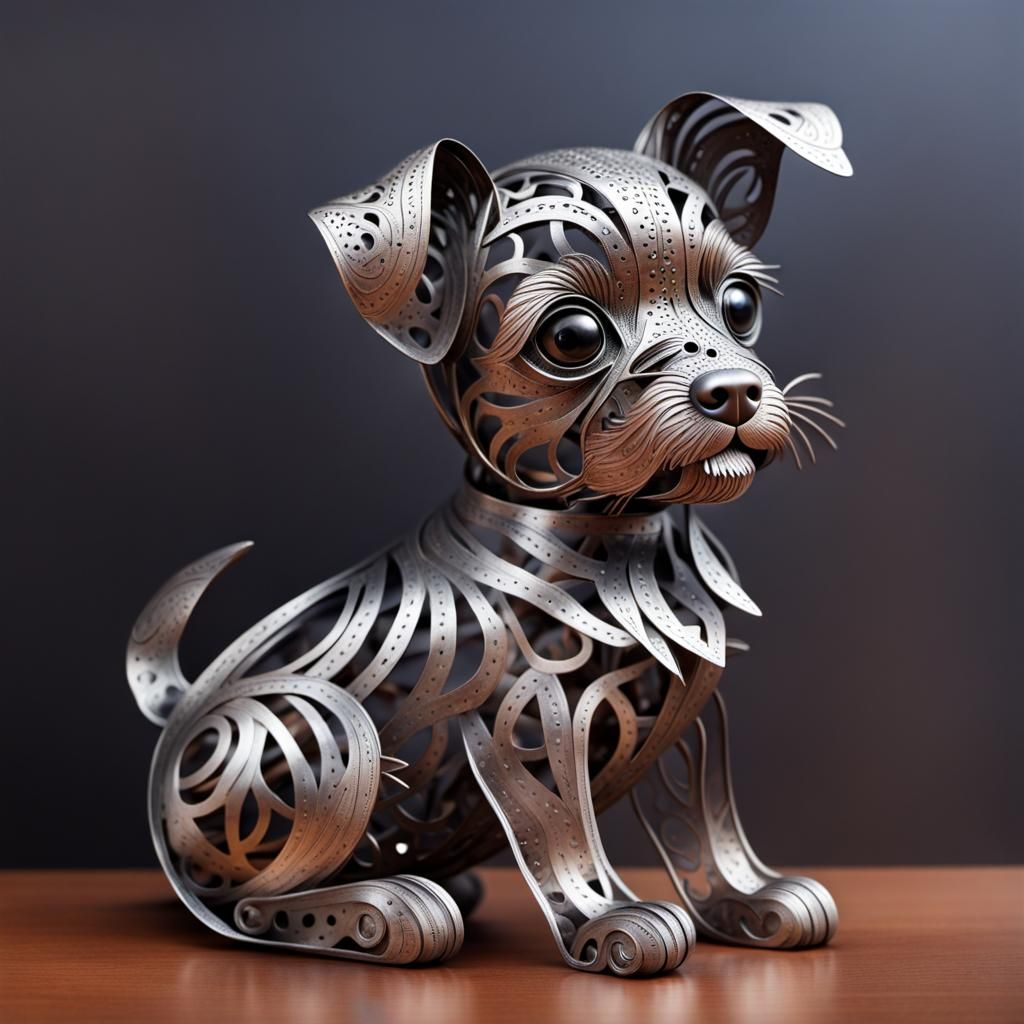 Metal Puppy: Intricate AI Art Creation