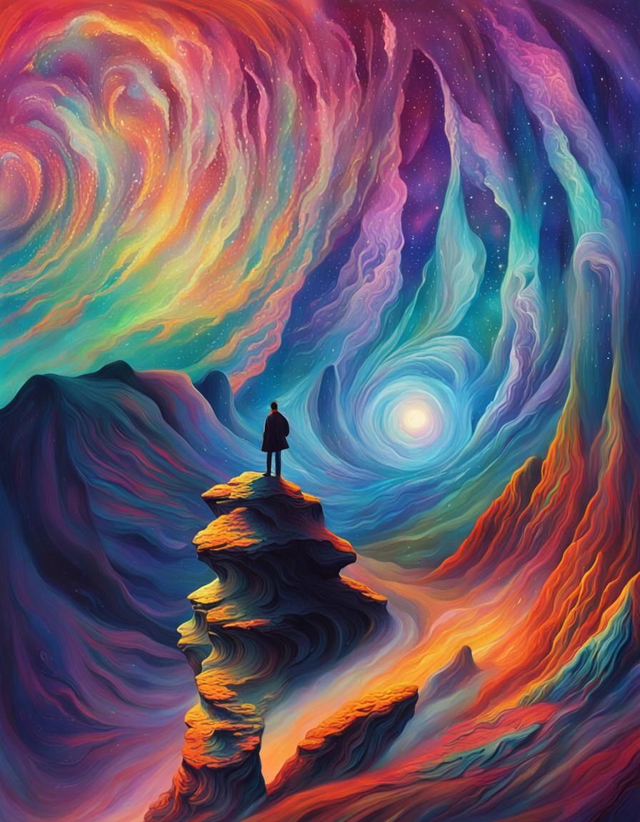 Astral Figure in Blizzard: A Visionary Cosmic Art