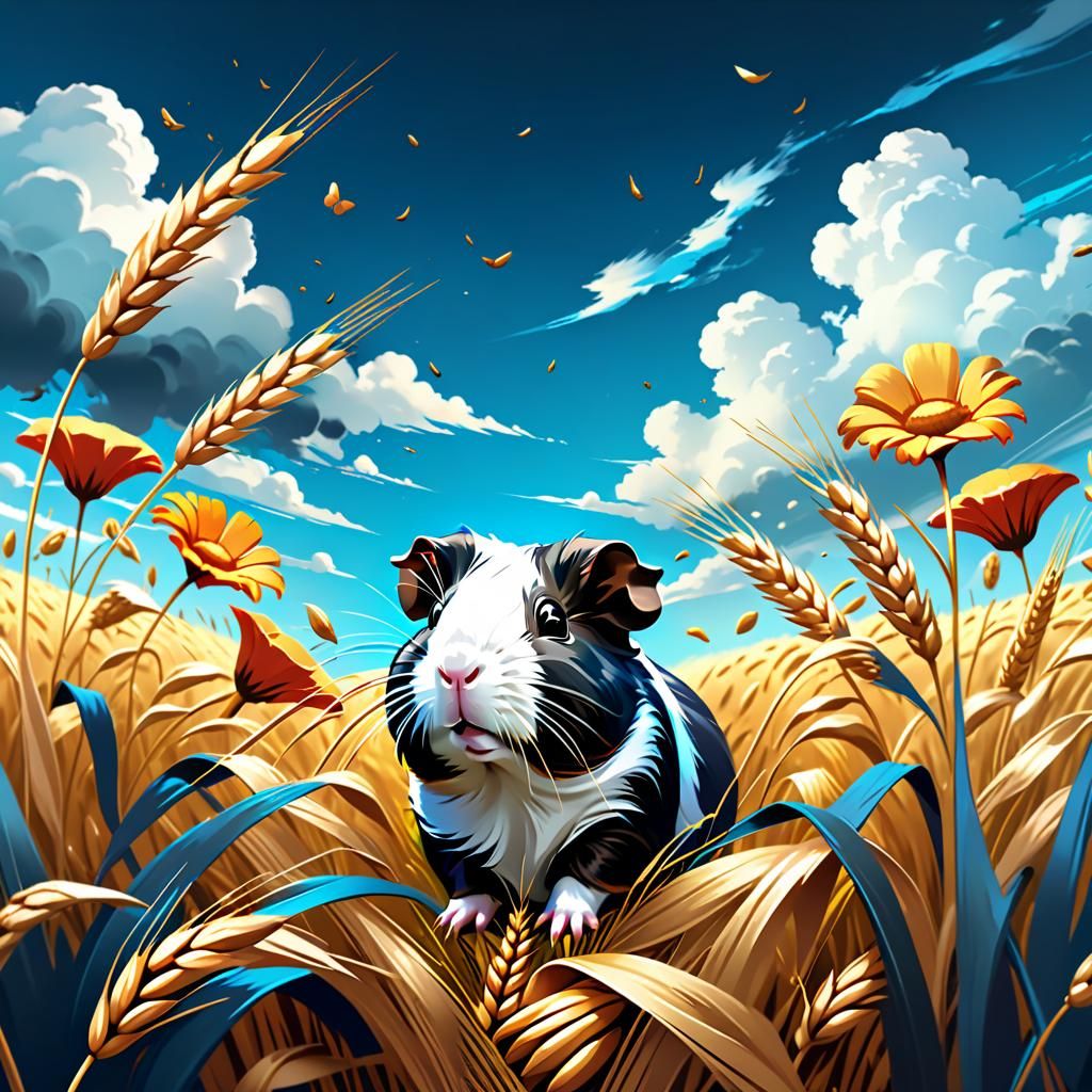 Guinea Pig in Wheat Field: Vectorial Digital Art