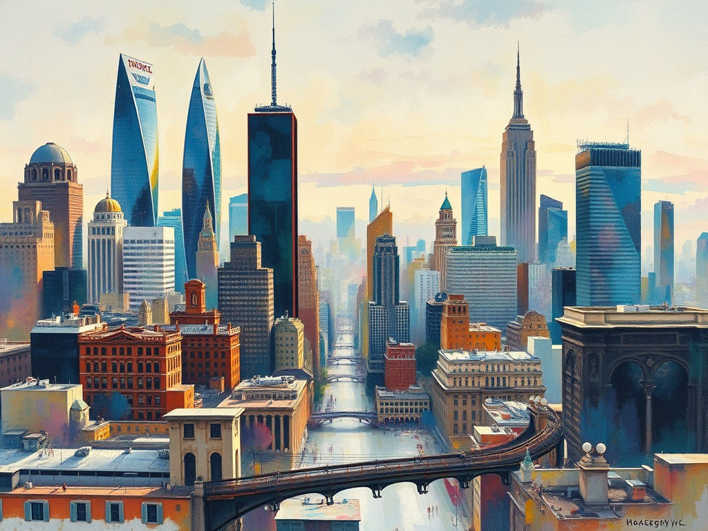 Dreamlike Cityscape in Impressionist Style