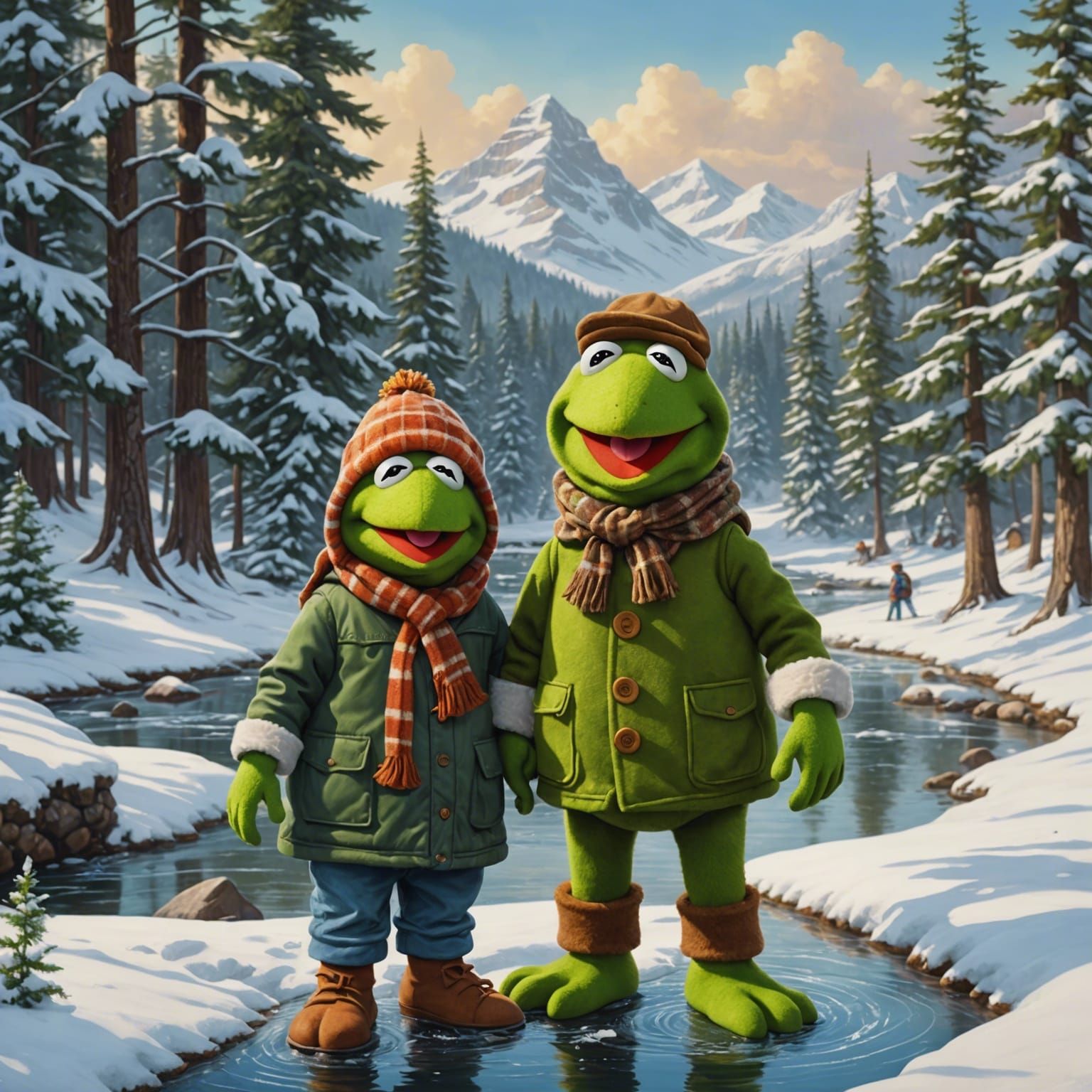Kermit and Fozzie Build a Snowman: Splash Art