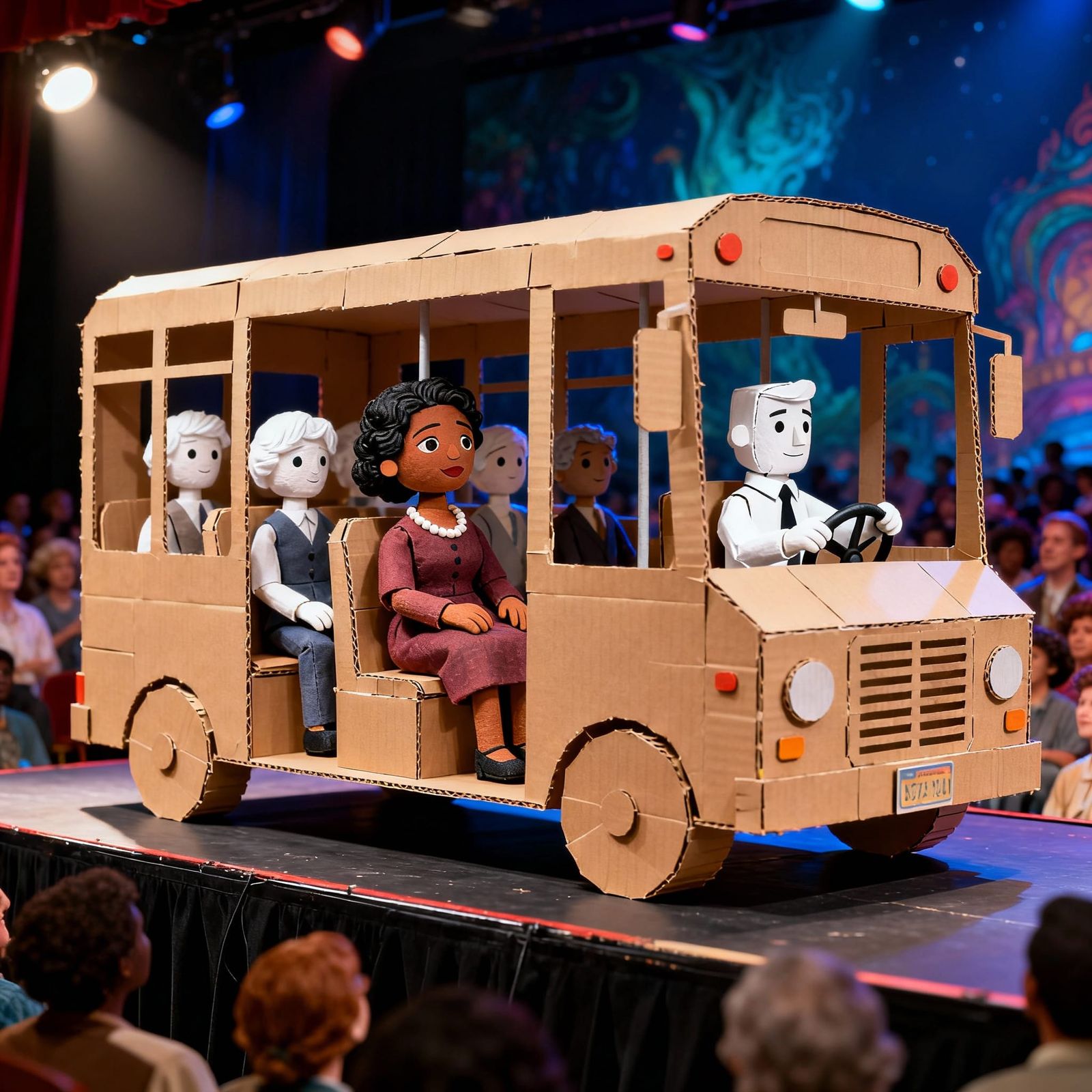 Cardboard Bus Puppet Show Featuring Rosa Parks