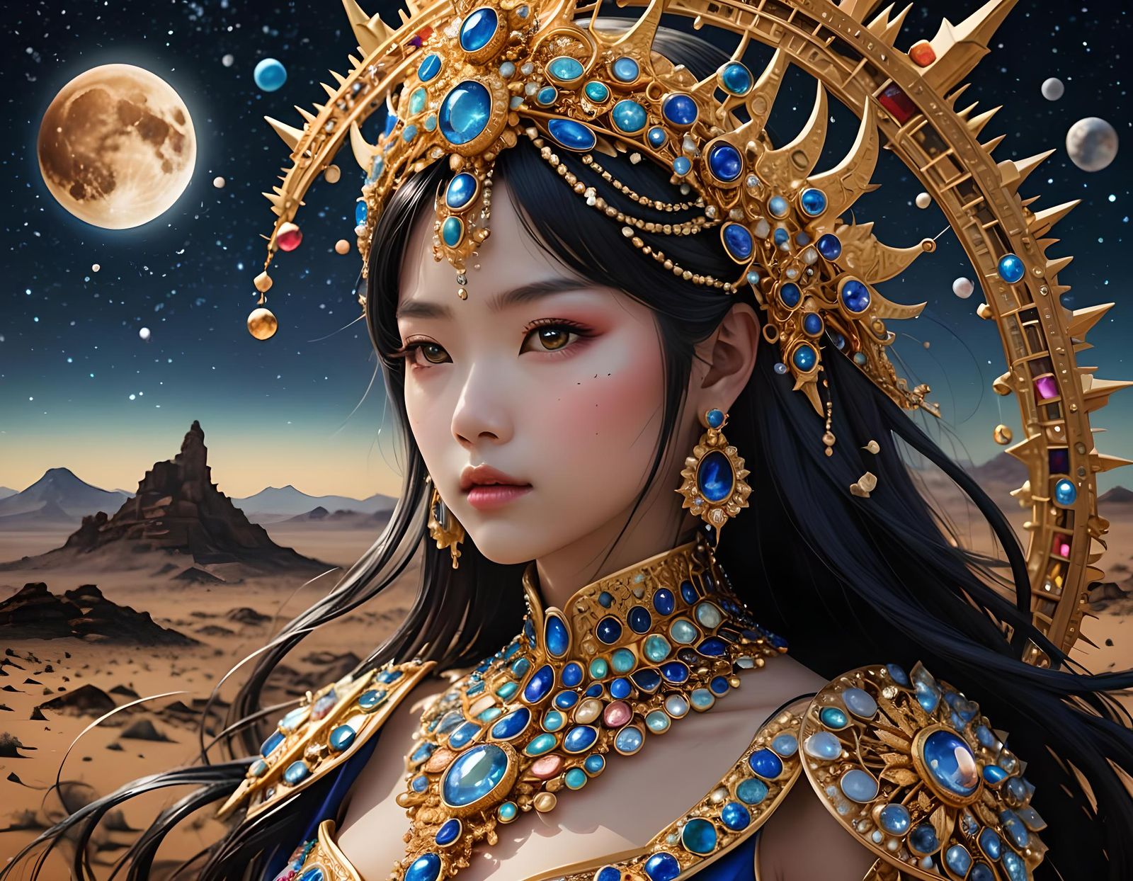 Jeweled Space Princess with Moon and Desert