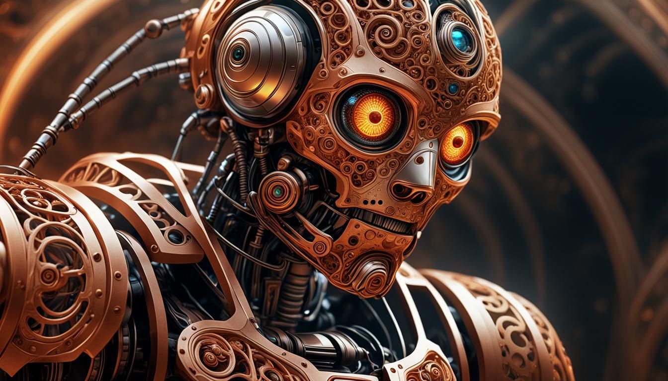 Intricate Cinnamon Robot in Hyperrealistic Style
