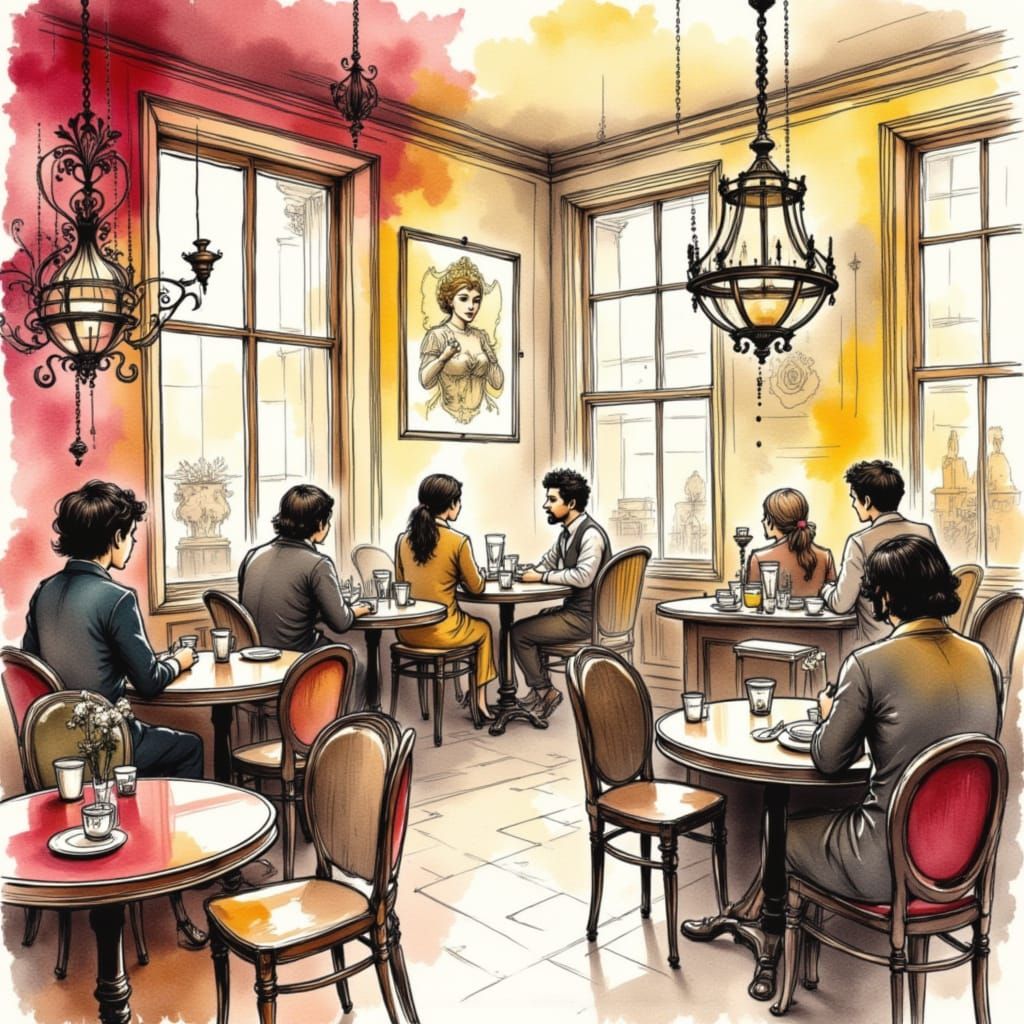 Inside a cosy restaurant