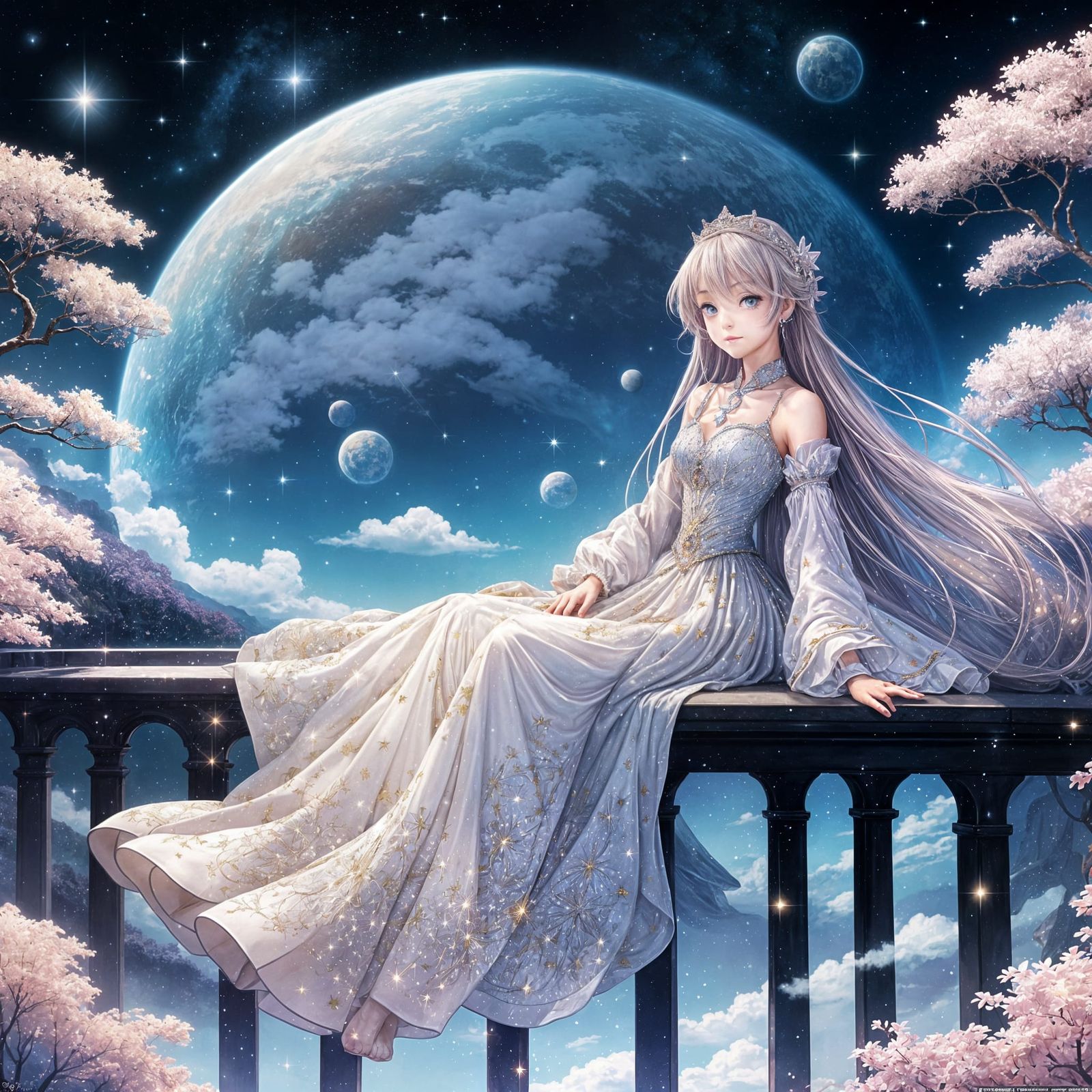 A Princess Among the Starry Galaxies in a Long, Royal Diamon...