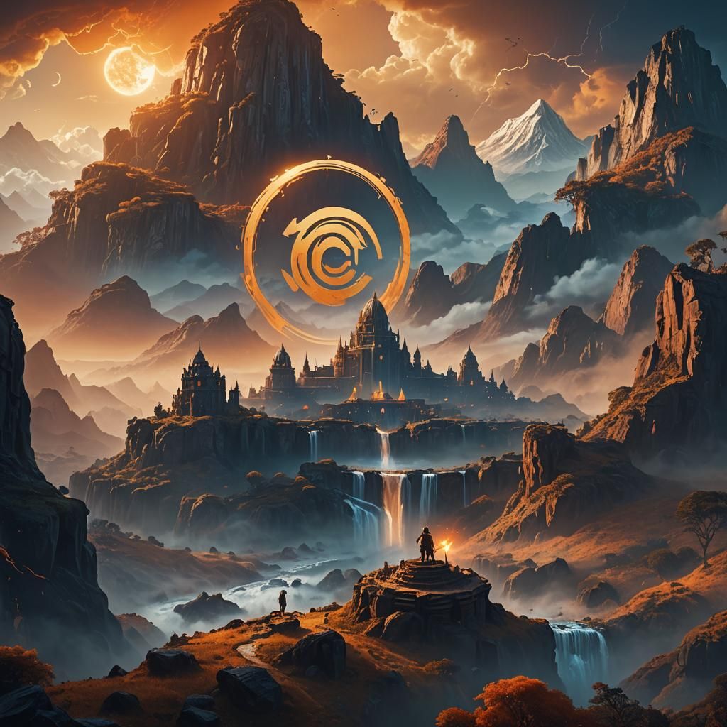 C# Logo Dominates Laravel in Mystical Landscape