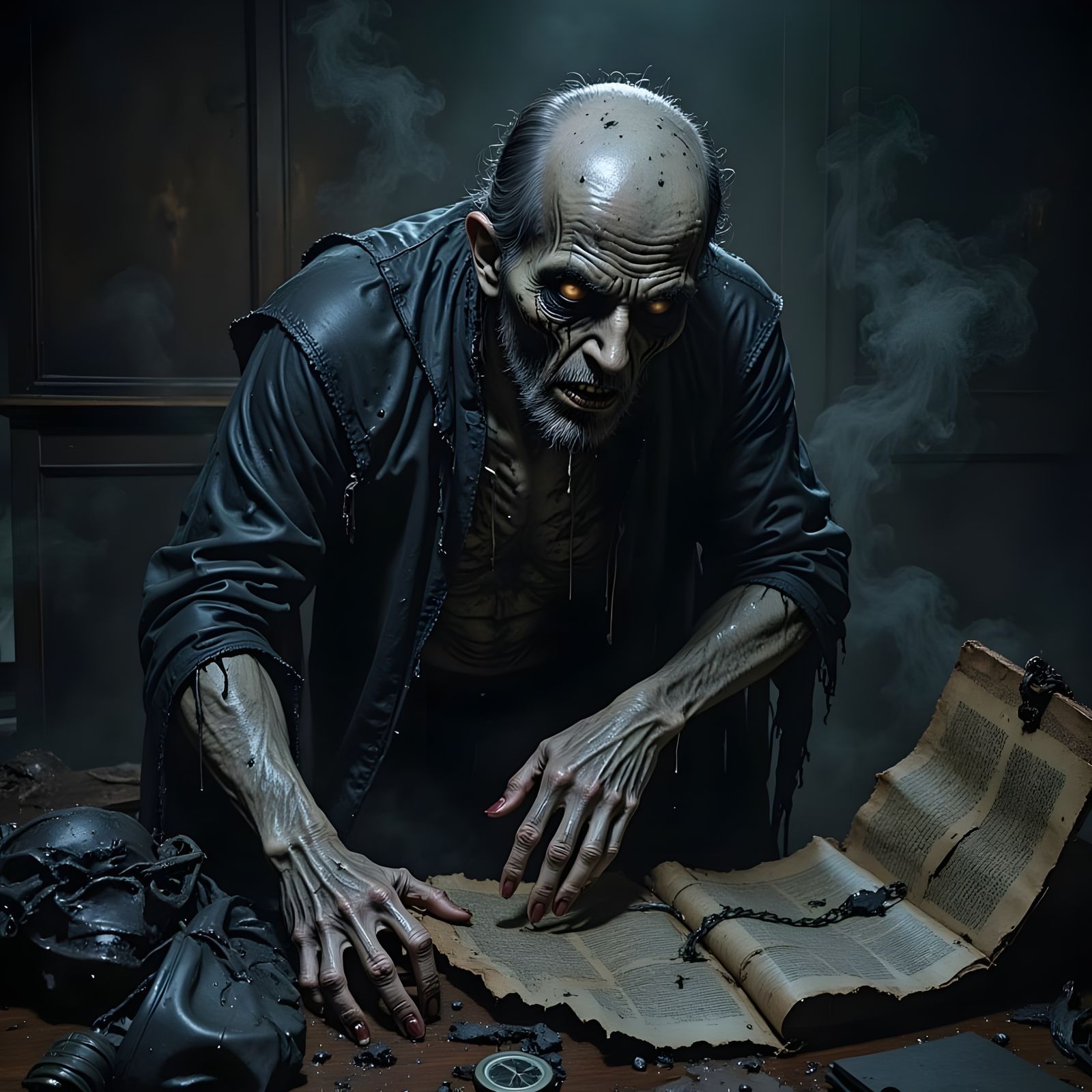 Decaying Ghost in Bedroom Steals Valuables in Dark, Surreal...