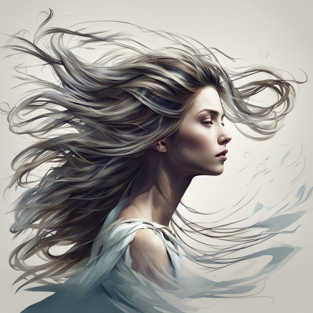 Woman's Hair Blowing in Gentle Breeze
