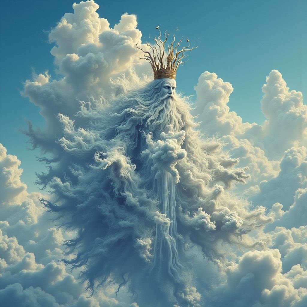 Cloud King: Whimsical Sky Being in Ghibli Style