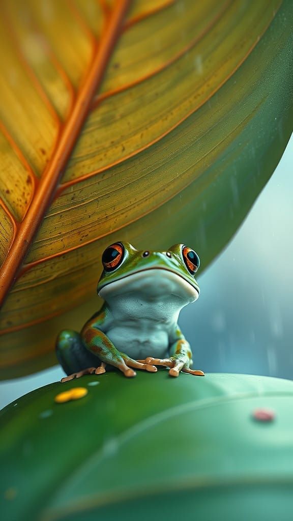 Delicate Frog Sanctuary in Watercolor and Ink