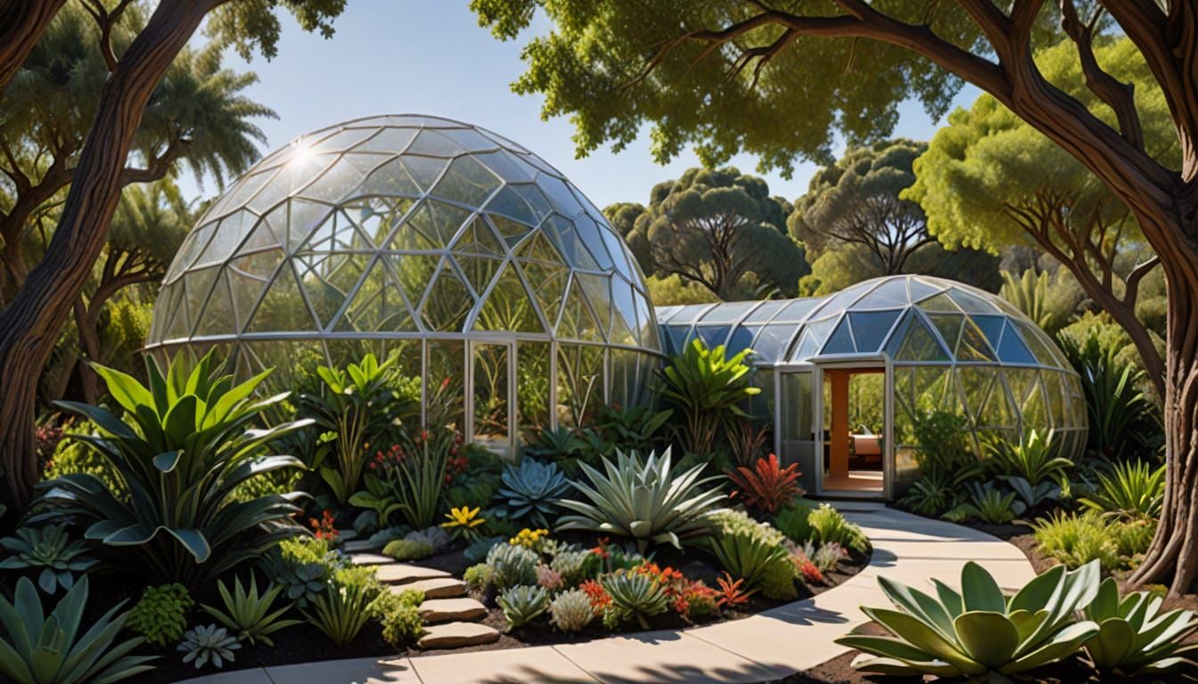 Eco-Dome Garden: Lush Oasis in a Futuristic Dome