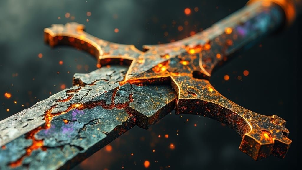 Ornate Steel Sword with Scene-Filled Blade