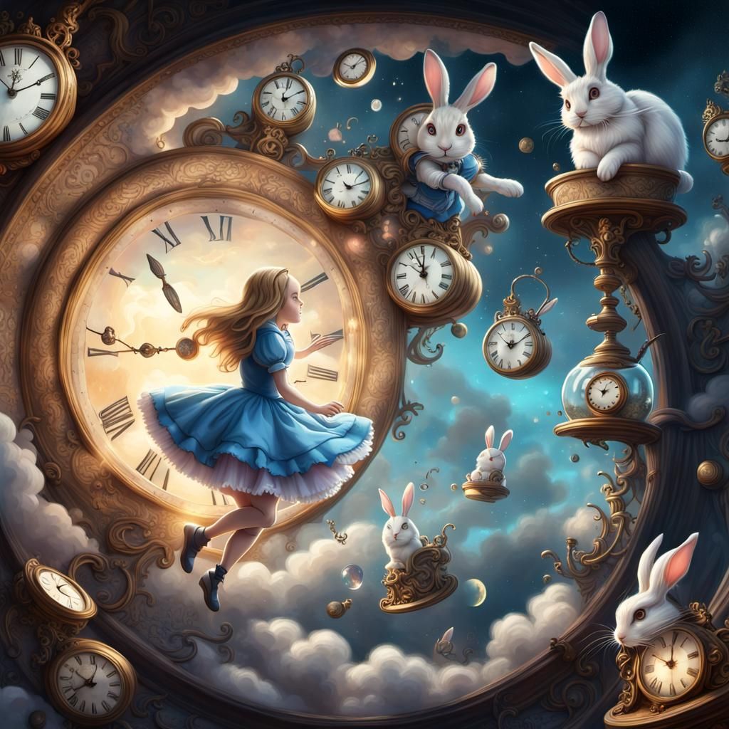 Alice in Wonderland's Descent: A Digital Art Masterpiece