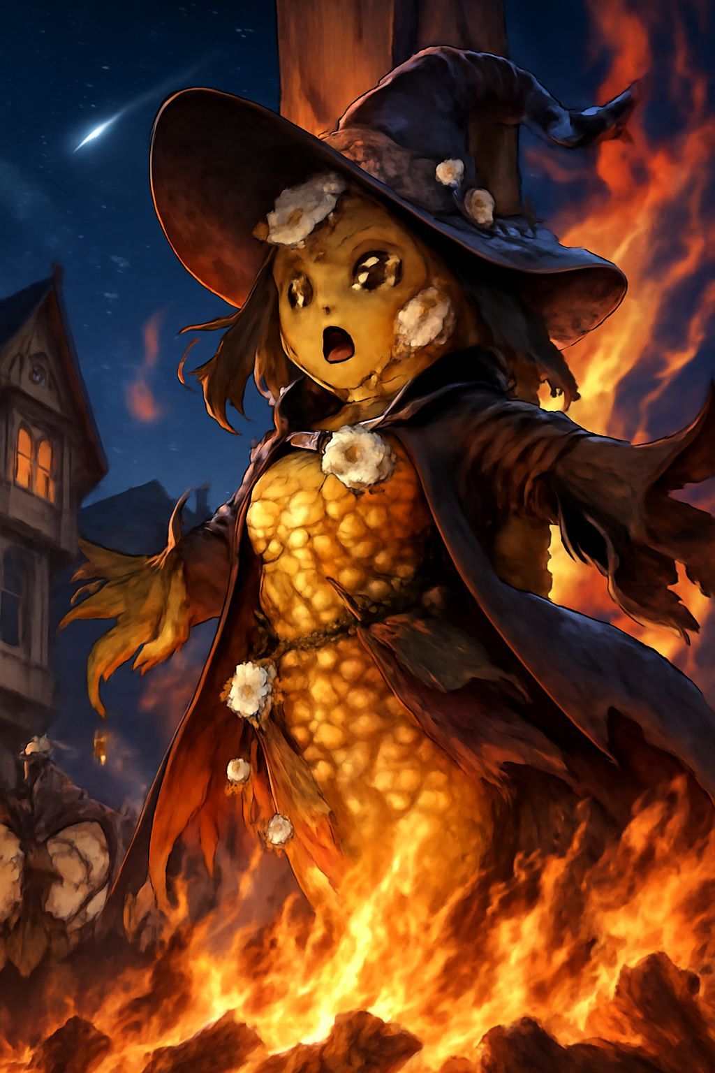 Anime Corn Witch Pyre in Elizabethan Village