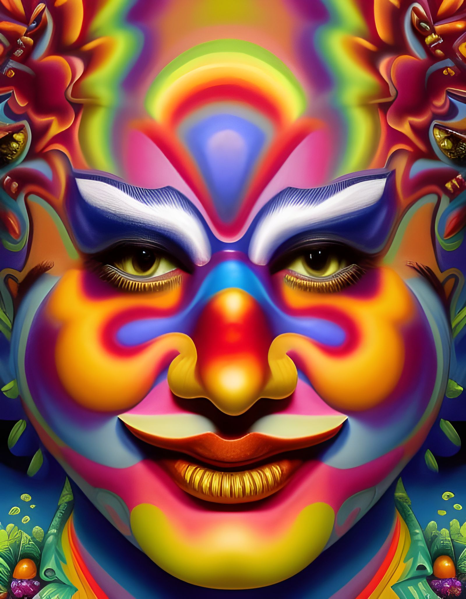 Rainbow Reflections Psychedelic Trippy Face