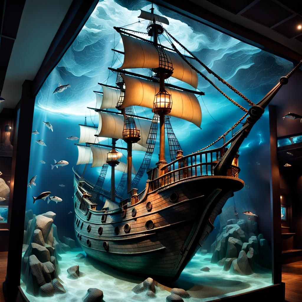 Pirate Ship Storm in an Aquarium