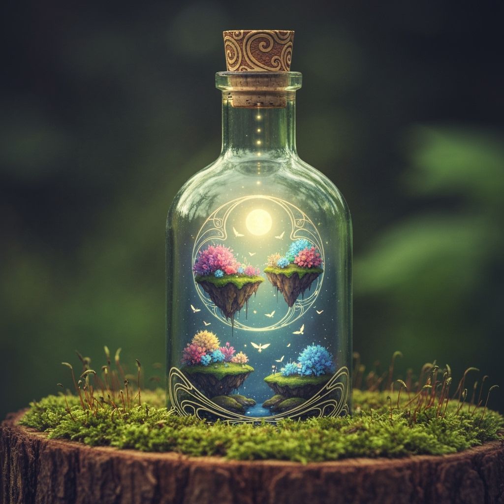 Miniature World in Glass Bottle, Art Nouveau Style