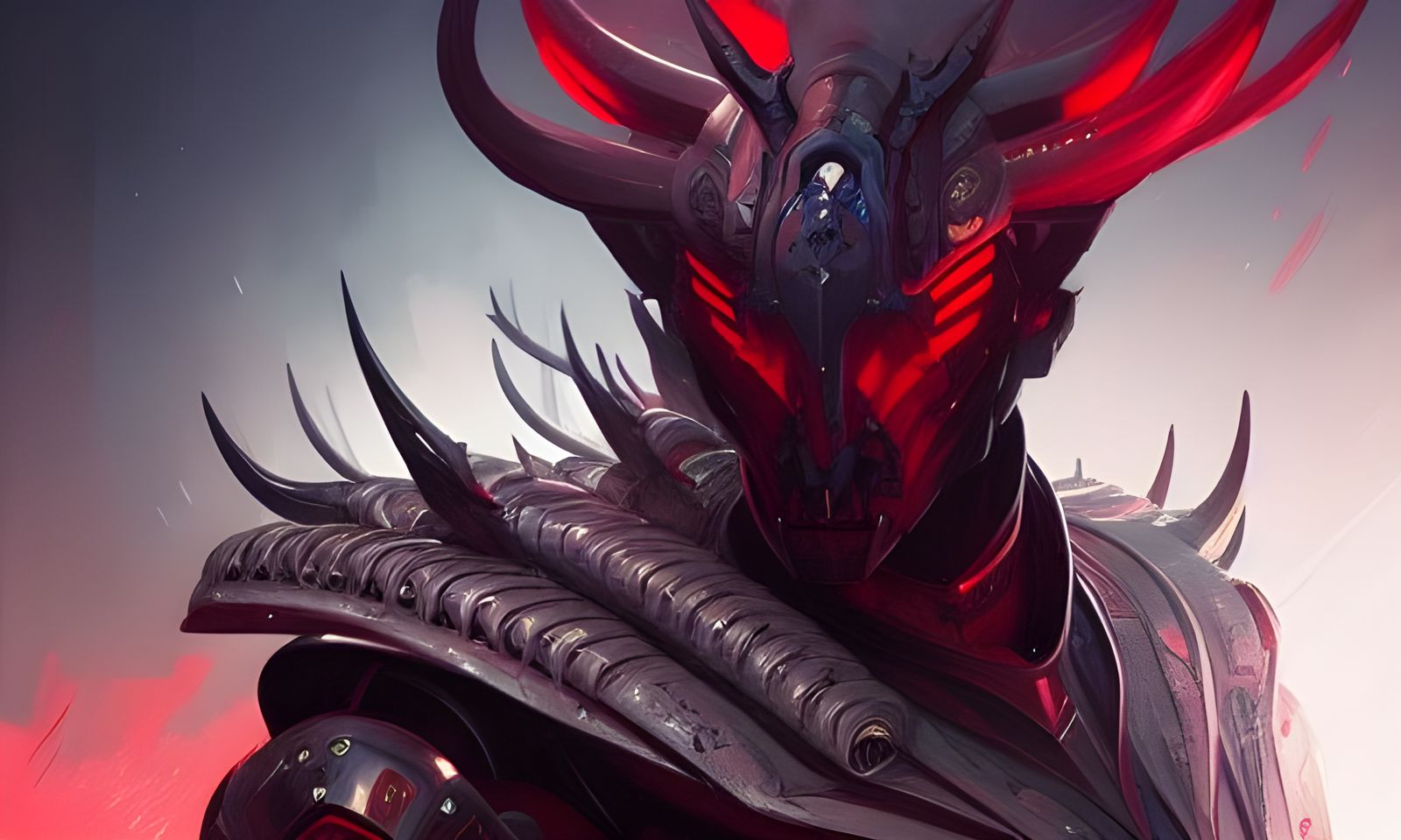 Evil God in Robotic Armor, Digital Illustration