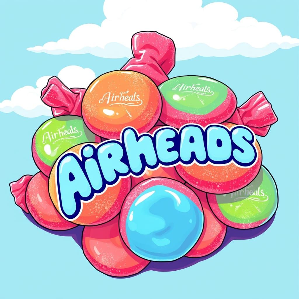 Vibrant Airheads Candy Illustration in Whimsical Anime Style