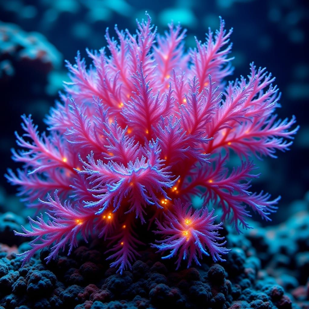 Abstract Neon Coral Creature Underwater