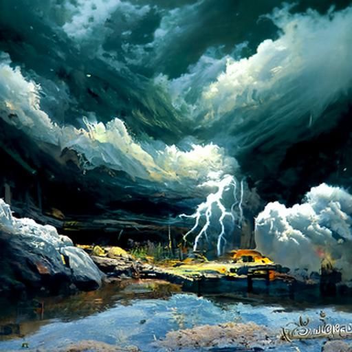 Dramatic Thunderstorm Oil Painting