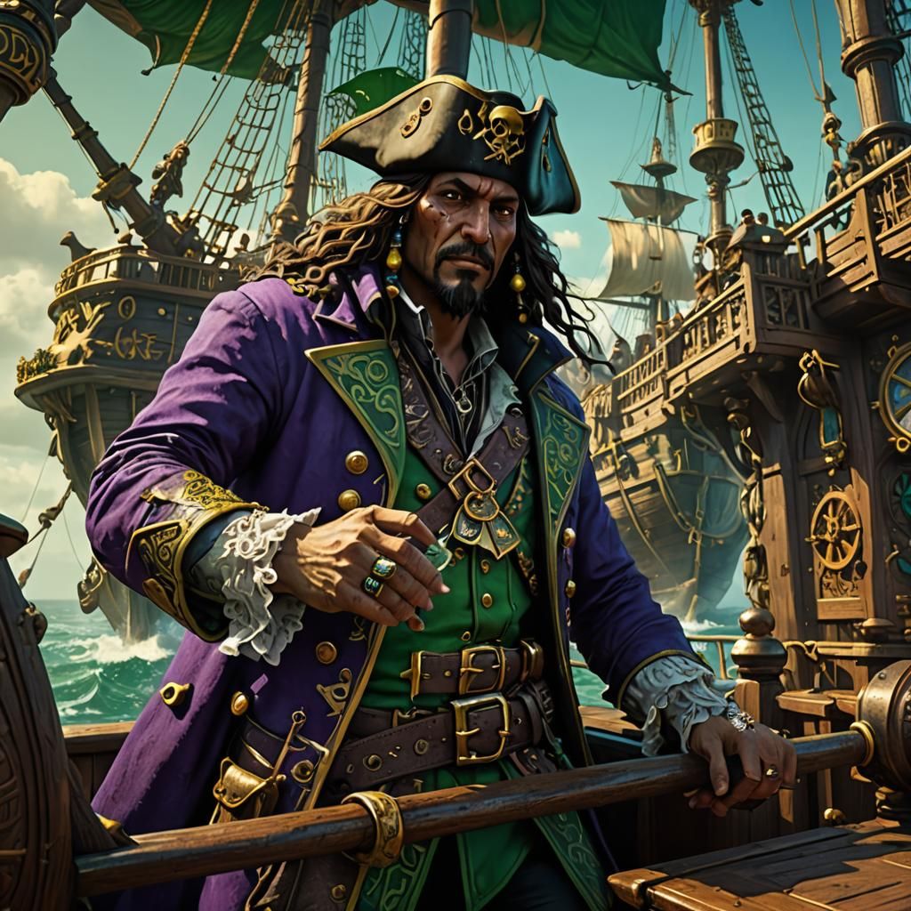 Ace of Spades on Pirate Ship, Digital Art