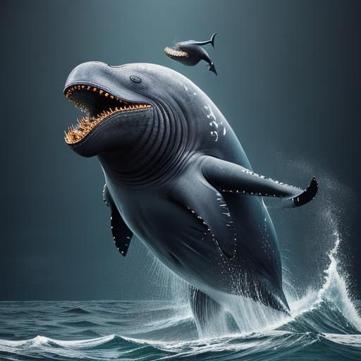 anthropomorphic headbanging metalhead whale