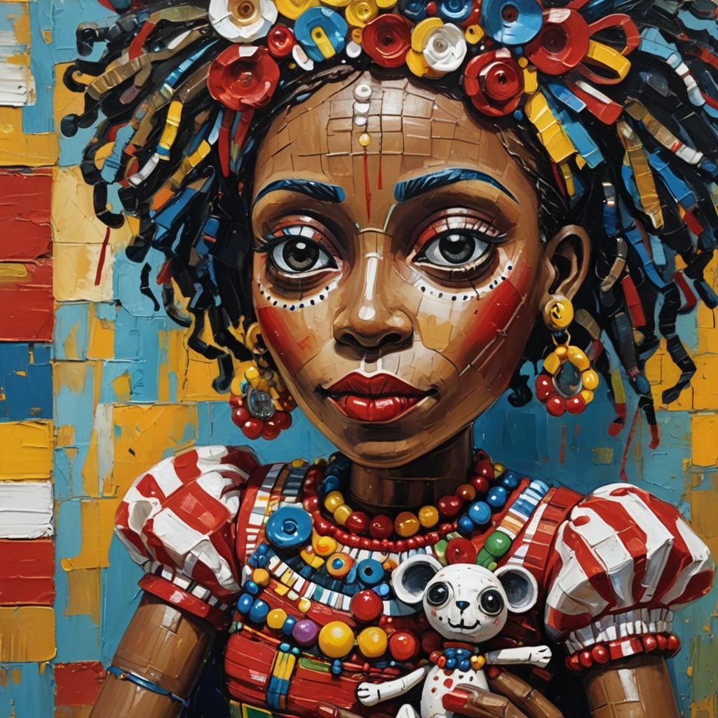 A  cute but well loved used voodoo doll with pins sticking i...