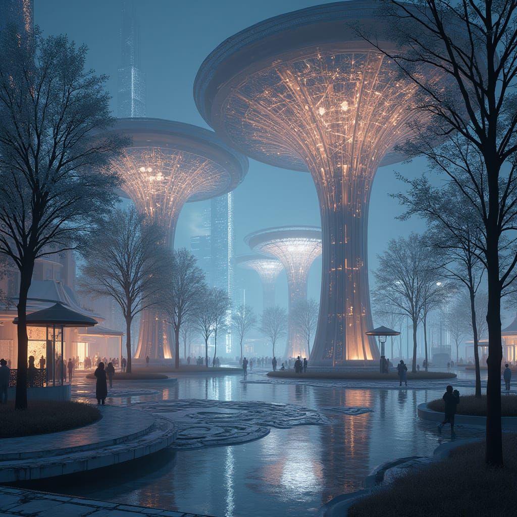 Futuristic Cities of Crystal, Steel, and Living Circuits