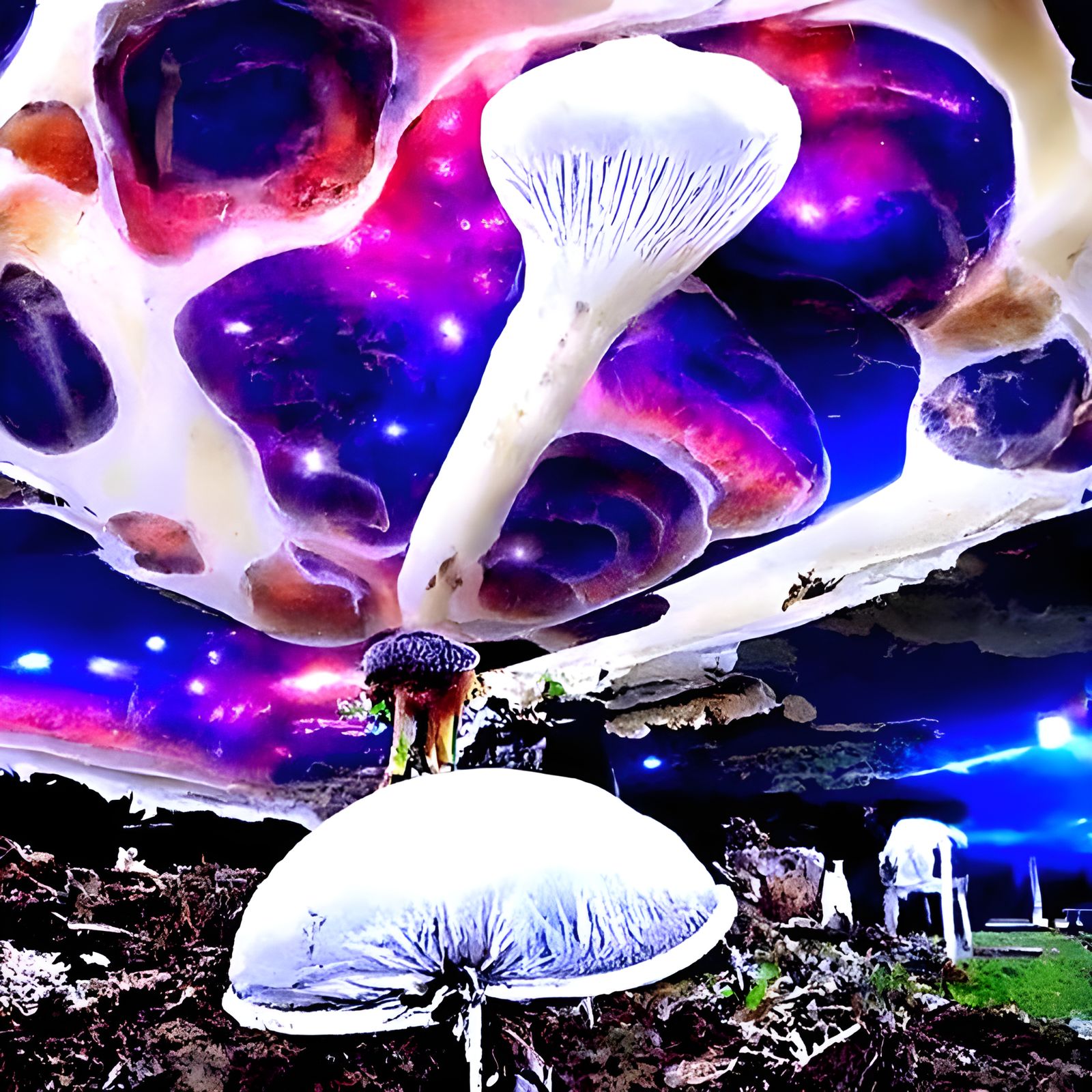 Psychedelic Mushrooms Grow Into Space, Surreal Dreamscape
