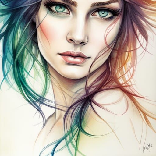 Colorful Portrait of a Beautiful Woman