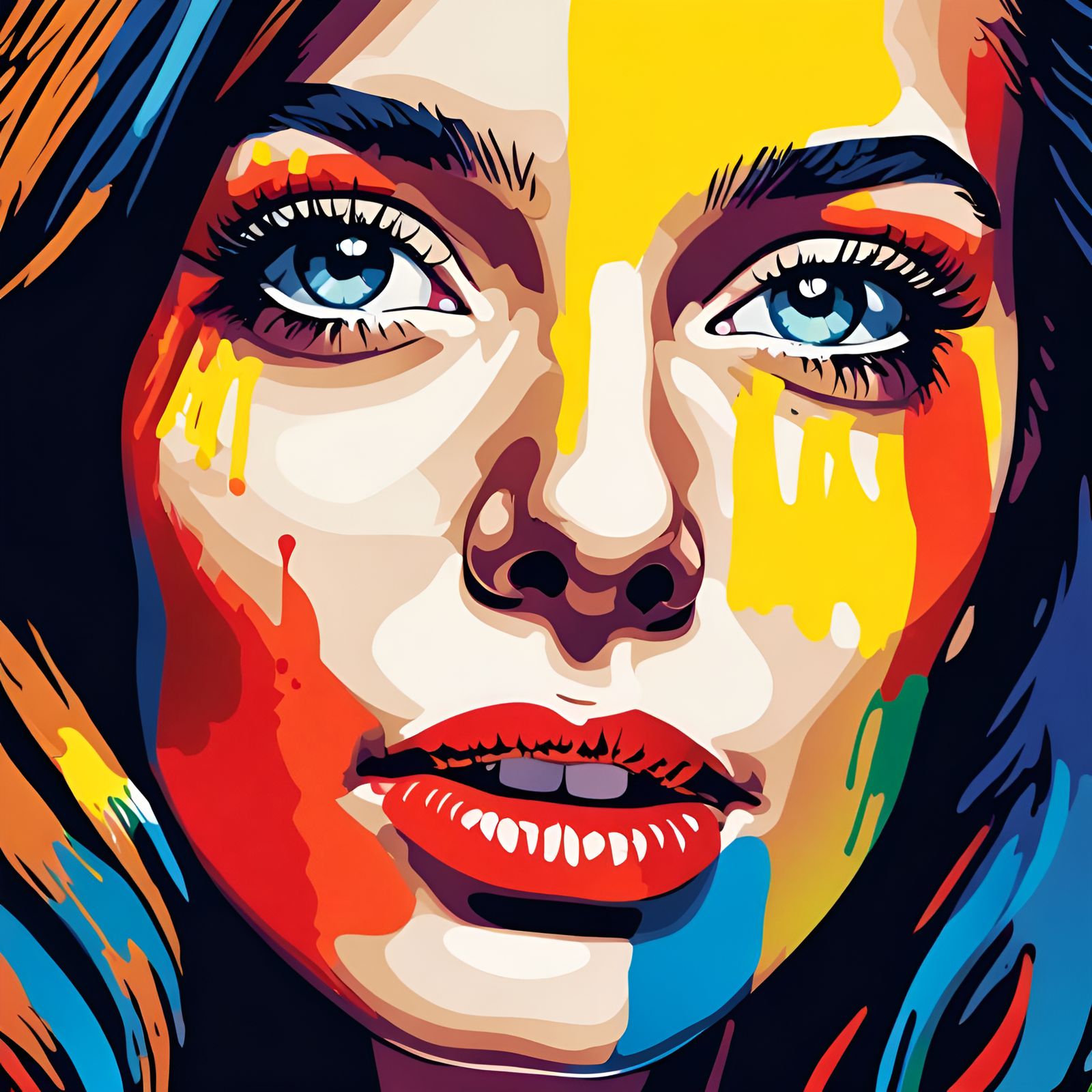 Pop Art Portrait with Pixelated Paint