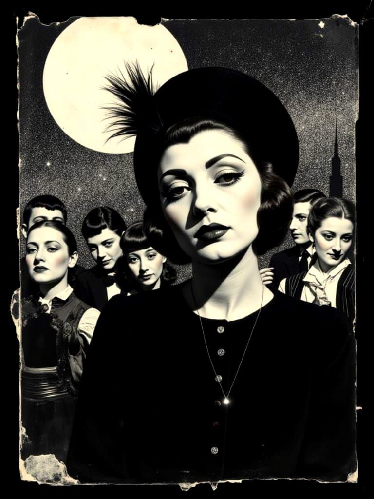 Dramatic Berlin Cabaret Poster in Weimar Expressionism Style