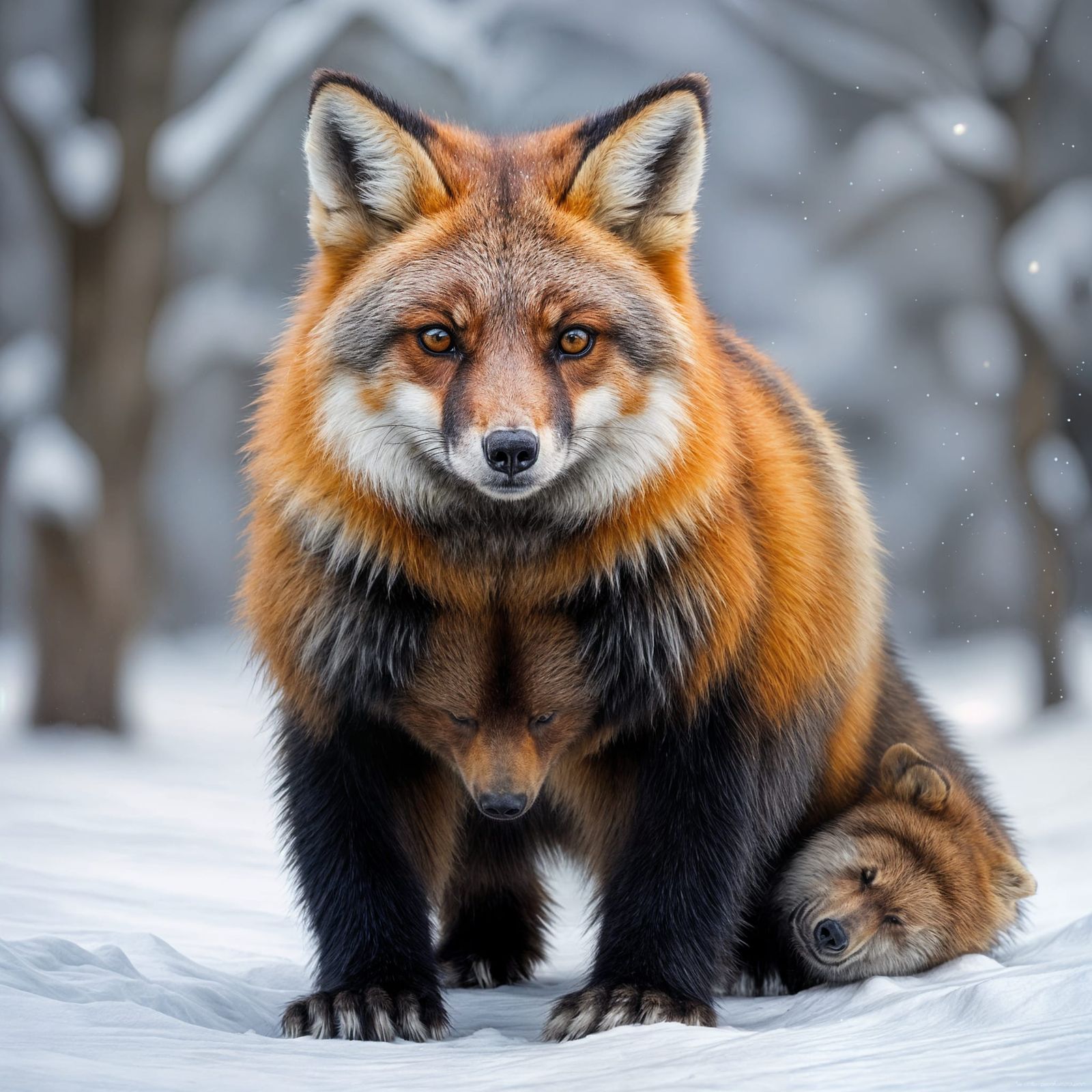 Genetically Engineered Arctoid: Bear-Fox Hybrid Creature