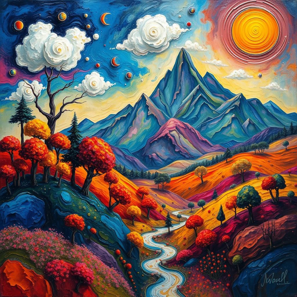 Dreamlike Landscape in Bold Expressive Style