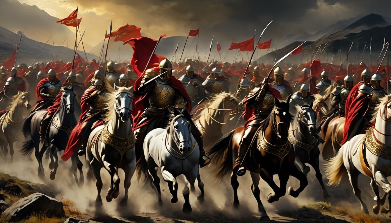 Alexander the Great Leads Army in Epic Painting