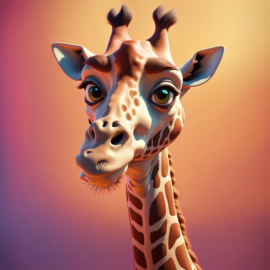 Giraffe in Pixar Style 3D Digital Art