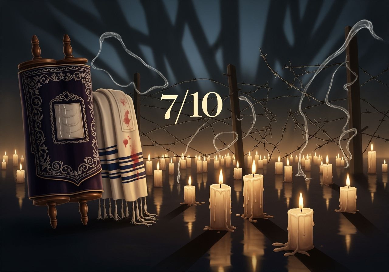 Solemn Memorial Scene with 1,200 Candles and Torah Scroll
