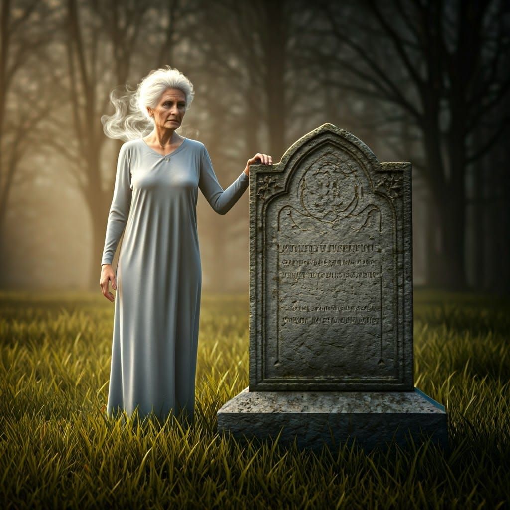 Ethereal Ghost in Graveyard at Dusk