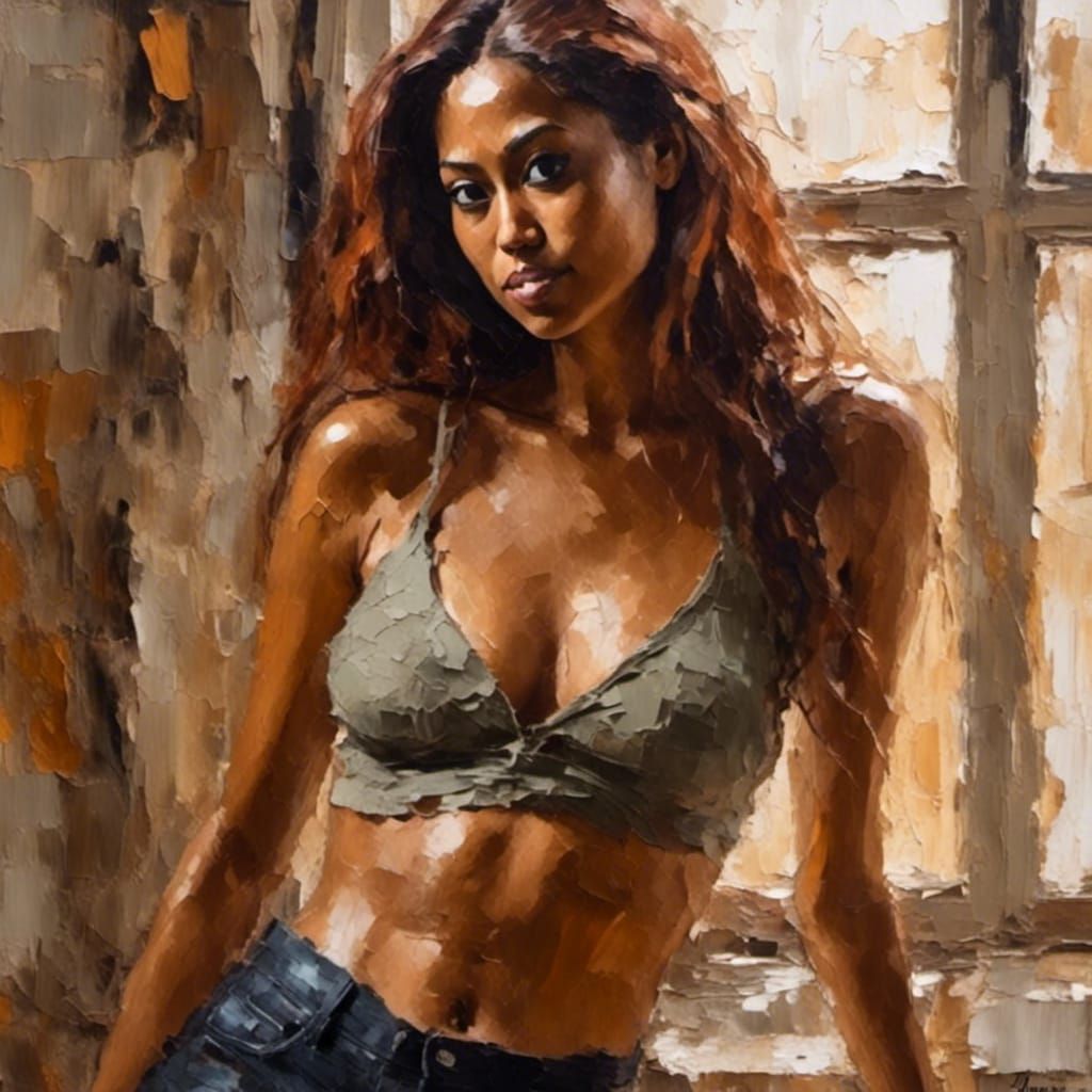 Impasto Portrait of a Woman in Sunlight