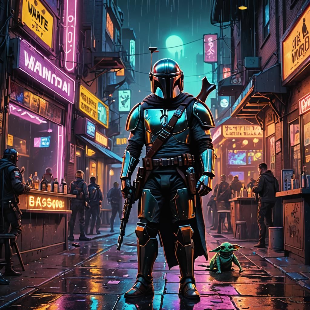 The Mandalorian Wanted: A Sci-Fi Spacecore Poster