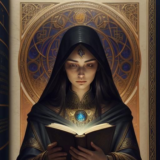 Mystical Librarian in Dark Fantasy Style