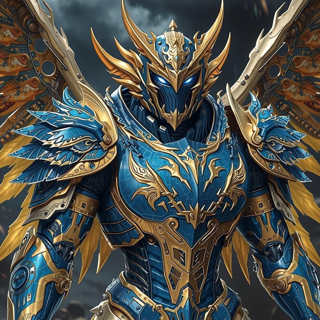 Blue Guardian Knight in Dark Steel Armor