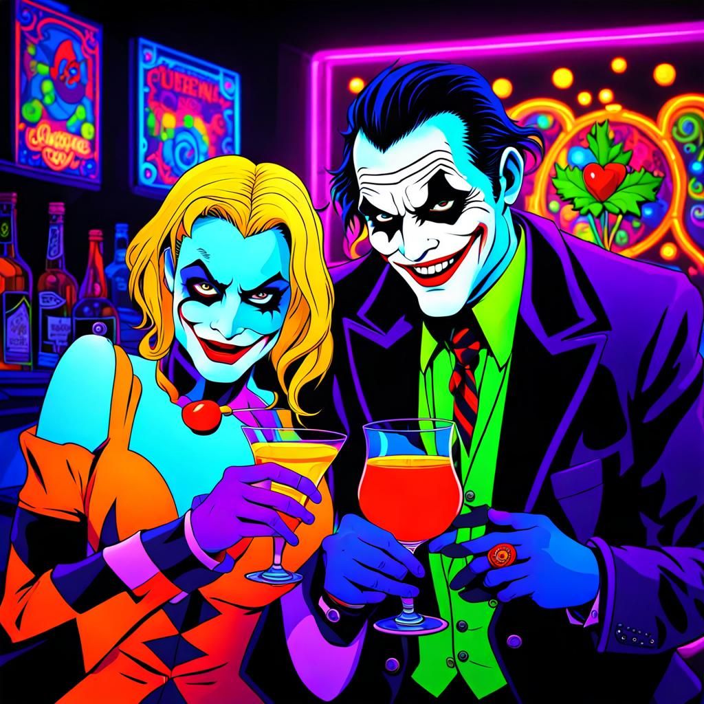 Black Light Art - Joker and Harley Quinn